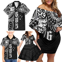 Samoa 685 Art Traditional Tattoo Pattern Family Matching Off Shoulder Short Dress and Hawaiian Shirt Black Color LT03 - Polynesian Pride