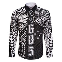 Samoa 685 Art Traditional Tattoo Pattern Family Matching Summer Maxi Dress and Hawaiian Shirt Black Color LT03 Dad's Shirt - Long Sleeve Black - Polynesian Pride