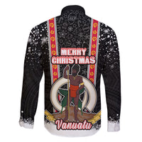 Vanuatu Christmas Family Matching Off Shoulder Long Sleeve Dress and Hawaiian Shirt Polynesian Tribal Snow Style LT03 - Polynesian Pride