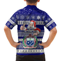 Samoa Christmas Family Matching Short Sleeve Bodycon Dress and Hawaiian Shirt The Santa Coat of Arms with Samoa Bracelet Pattern LT03 - Polynesian Pride