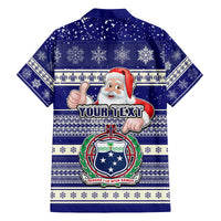 Custom Samoa Christmas Family Matching Off Shoulder Long Sleeve Dress and Hawaiian Shirt The Santa Coat of Arms with Samoa Bracelet Pattern LT03 - Polynesian Pride