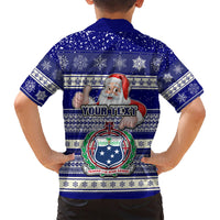Custom Samoa Christmas Family Matching Short Sleeve Bodycon Dress and Hawaiian Shirt The Santa Coat of Arms with Samoa Bracelet Pattern LT03 - Polynesian Pride
