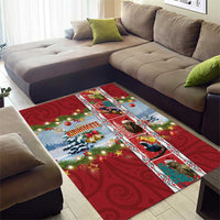 New Zealand Merry Christmas Area Rug Maori Animals, Koru Tattoo - Red Xmas Style LT03 - Polynesian Pride