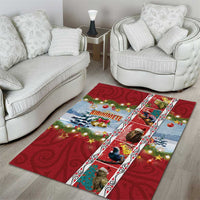 New Zealand Merry Christmas Area Rug Maori Animals, Koru Tattoo - Red Xmas Style LT03 - Polynesian Pride