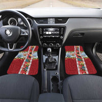 New Zealand Merry Christmas Car Mats Maori Animals, Koru Tattoo - Red Xmas Style LT03 Set 2pcs - Front Red - Polynesian Pride
