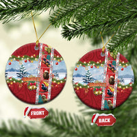 New Zealand Merry Christmas Ceramic Ornament Maori Animals, Koru Tattoo - Red Xmas Style LT03 Circle Red - Polynesian Pride