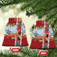 New Zealand Merry Christmas Ceramic Ornament Maori Animals, Koru Tattoo - Red Xmas Style LT03 Bell Flake Red - Polynesian Pride