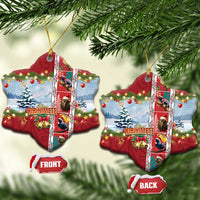 New Zealand Merry Christmas Ceramic Ornament Maori Animals, Koru Tattoo - Red Xmas Style LT03 Snow Flake Red - Polynesian Pride