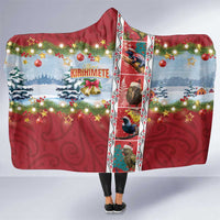 New Zealand Merry Christmas Hooded Blanket Maori Animals, Koru Tattoo - Red Xmas Style LT03 One Size Red - Polynesian Pride