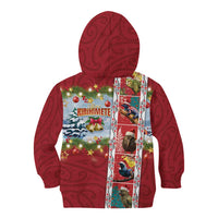 New Zealand Merry Christmas Kid Hoodie Maori Animals, Koru Tattoo - Red Xmas Style LT03 - Polynesian Pride