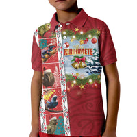 New Zealand Merry Christmas Kid Polo Shirt Maori Animals, Koru Tattoo - Red Xmas Style LT03 Kid Red - Polynesian Pride
