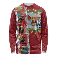 New Zealand Merry Christmas Long Sleeve Shirt Maori Animals, Koru Tattoo - Red Xmas Style LT03 Unisex Red - Polynesian Pride