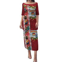 New Zealand Merry Christmas Puletasi Maori Animals, Koru Tattoo - Red Xmas Style LT03 Long Dress Red - Polynesian Pride