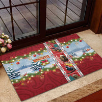 New Zealand Merry Christmas Rubber Doormat Maori Animals, Koru Tattoo - Red Xmas Style LT03 - Polynesian Pride