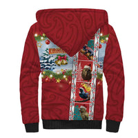 New Zealand Merry Christmas Sherpa Hoodie Maori Animals, Koru Tattoo - Red Xmas Style LT03 - Polynesian Pride
