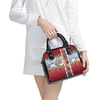 New Zealand Merry Christmas Shoulder Handbag Maori Animals, Koru Tattoo - Red Xmas Style LT03 - Polynesian Pride