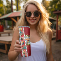 New Zealand Merry Christmas Skinny Tumbler Maori Animals Xmas Style and Koru Tattoo Red Color LT03 - Polynesian Pride