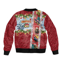 New Zealand Merry Christmas Sleeve Zip Bomber Jacket Maori Animals, Koru Tattoo - Red Xmas Style LT03 - Polynesian Pride