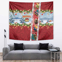 New Zealand Merry Christmas Tapestry Maori Animals, Koru Tattoo - Red Xmas Style LT03 Red - Polynesian Pride