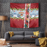 New Zealand Merry Christmas Tapestry Maori Animals, Koru Tattoo - Red Xmas Style LT03 - Polynesian Pride