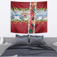 New Zealand Merry Christmas Tapestry Maori Animals, Koru Tattoo - Red Xmas Style LT03 - Polynesian Pride