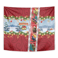 New Zealand Merry Christmas Tapestry Maori Animals, Koru Tattoo - Red Xmas Style LT03 - Polynesian Pride