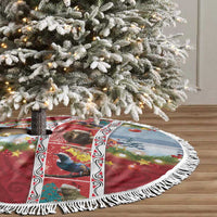 New Zealand Merry Christmas Tree Skirt Maori Animals, Koru Tattoo - Red Xmas Style LT03 - Polynesian Pride