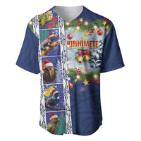 New Zealand Merry Christmas Baseball Jersey Maori Animals, Koru Tattoo - Blue Xmas Style LT03 Blue - Polynesian Pride