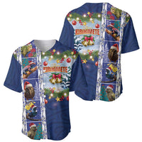 New Zealand Merry Christmas Baseball Jersey Maori Animals, Koru Tattoo - Blue Xmas Style LT03 - Polynesian Pride