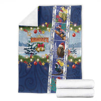 New Zealand Merry Christmas Blanket Maori Animals, Koru Tattoo - Blue Xmas Style LT03 - Polynesian Pride