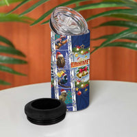 New Zealand Merry Christmas 4 in 1 Can Cooler Tumbler Maori Animals Xmas Style and Koru Tattoo Blue Color LT03 - Polynesian Pride
