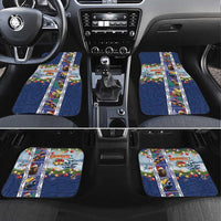 New Zealand Merry Christmas Car Mats Maori Animals, Koru Tattoo - Blue Xmas Style LT03 Set 4pcs Blue - Polynesian Pride