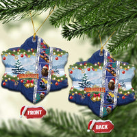 New Zealand Merry Christmas Ceramic Ornament Maori Animals, Koru Tattoo - Blue Xmas Style LT03 Snow Flake Blue - Polynesian Pride