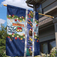 New Zealand Merry Christmas Garden Flag Maori Animals, Koru Tattoo - Blue Xmas Style LT03 - Polynesian Pride