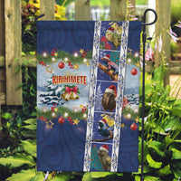 New Zealand Merry Christmas Garden Flag Maori Animals, Koru Tattoo - Blue Xmas Style LT03 Garden Flag Blue - Polynesian Pride