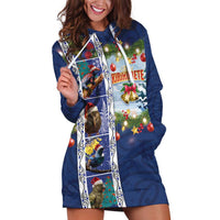 New Zealand Merry Christmas Hoodie Dress Maori Animals, Koru Tattoo - Blue Xmas Style LT03 Blue - Polynesian Pride