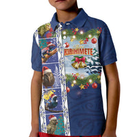 New Zealand Merry Christmas Kid Polo Shirt Maori Animals, Koru Tattoo - Blue Xmas Style LT03 Kid Blue - Polynesian Pride
