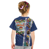 New Zealand Merry Christmas Kid T Shirt Maori Animals, Koru Tattoo - Blue Xmas Style LT03 - Polynesian Pride