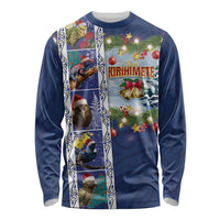 New Zealand Merry Christmas Long Sleeve Shirt Maori Animals, Koru Tattoo - Blue Xmas Style LT03 Unisex Blue - Polynesian Pride