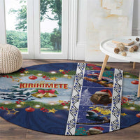 New Zealand Merry Christmas Round Carpet Maori Animals, Koru Tattoo - Blue Xmas Style LT03 - Polynesian Pride