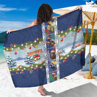 New Zealand Merry Christmas Sarong Maori Animals, Koru Tattoo - Blue Xmas Style LT03 One Size 44 x 66 inches Blue - Polynesian Pride