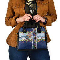 New Zealand Merry Christmas Shoulder Handbag Maori Animals, Koru Tattoo - Blue Xmas Style LT03 - Polynesian Pride