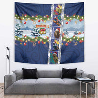 New Zealand Merry Christmas Tapestry Maori Animals, Koru Tattoo - Blue Xmas Style LT03 Blue - Polynesian Pride