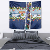 New Zealand Merry Christmas Tapestry Maori Animals, Koru Tattoo - Blue Xmas Style LT03 - Polynesian Pride