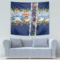 New Zealand Merry Christmas Tapestry Maori Animals, Koru Tattoo - Blue Xmas Style LT03 - Polynesian Pride