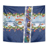 New Zealand Merry Christmas Tapestry Maori Animals, Koru Tattoo - Blue Xmas Style LT03 - Polynesian Pride