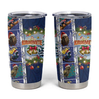 New Zealand Merry Christmas Tumbler Cup Maori Animals Xmas Style and Koru Tattoo Blue Color LT03 Blue - Polynesian Pride