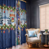 New Zealand Merry Christmas Window Curtain Maori Animals, Koru Tattoo - Blue Xmas Style LT03 - Polynesian Pride