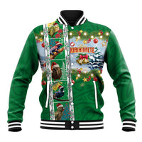New Zealand Merry Christmas Baseball Jacket Maori Animals, Koru Tattoo - Green Xmas Style LT03 Unisex Green - Polynesian Pride