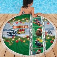 New Zealand Merry Christmas Beach Blanket Maori Animals, Koru Tattoo - Green Xmas Style LT03 - Polynesian Pride